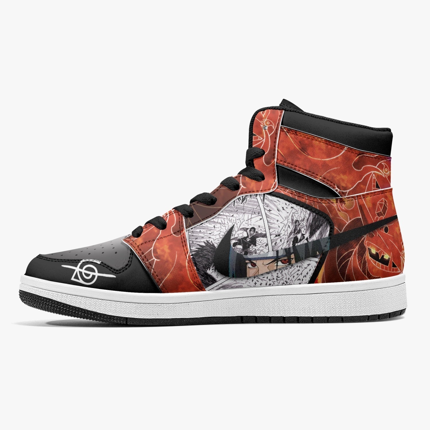 Alternative view of Itachi and Sasuke Uchiha Susano Naruto Custom Sneaker Mid 1 Basketball Shoes - Otaku Hall