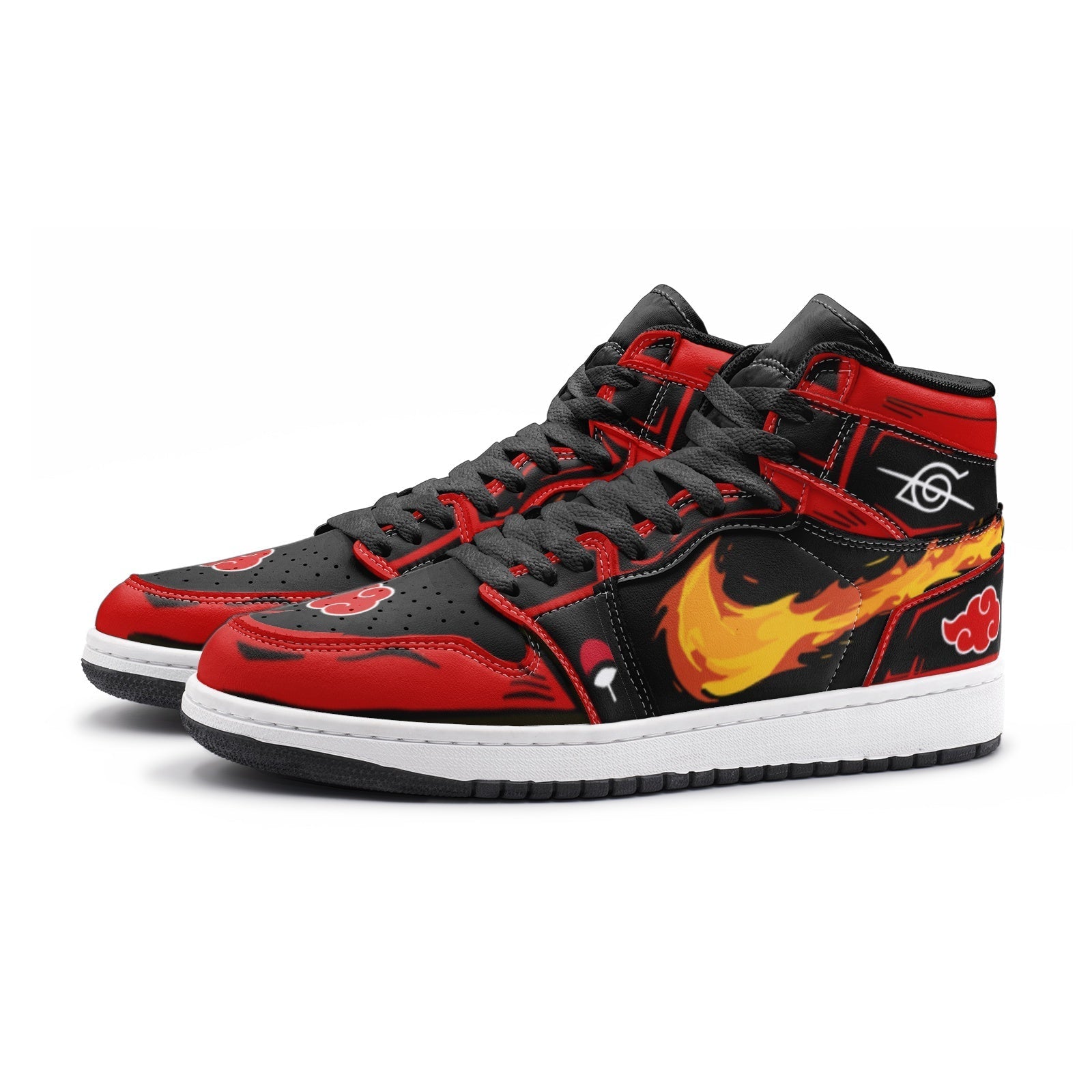Alternative view of Itachi Clan Fireball Red Cloud Ninja Custom Sneaker Mid 1 Basketball Shoes - Otaku Hall
