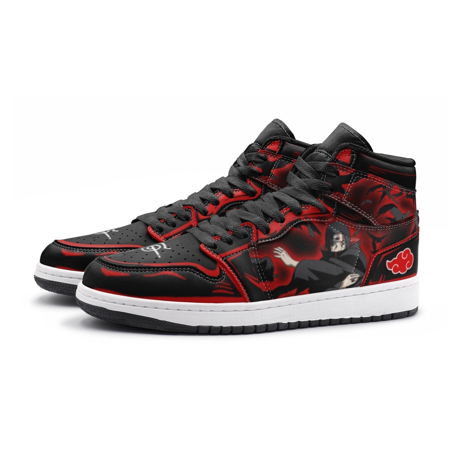 Alternative view of Itachi Clan Ninja V4 Custom Sneaker Mid 1 Basketball Shoes - Otaku Hall