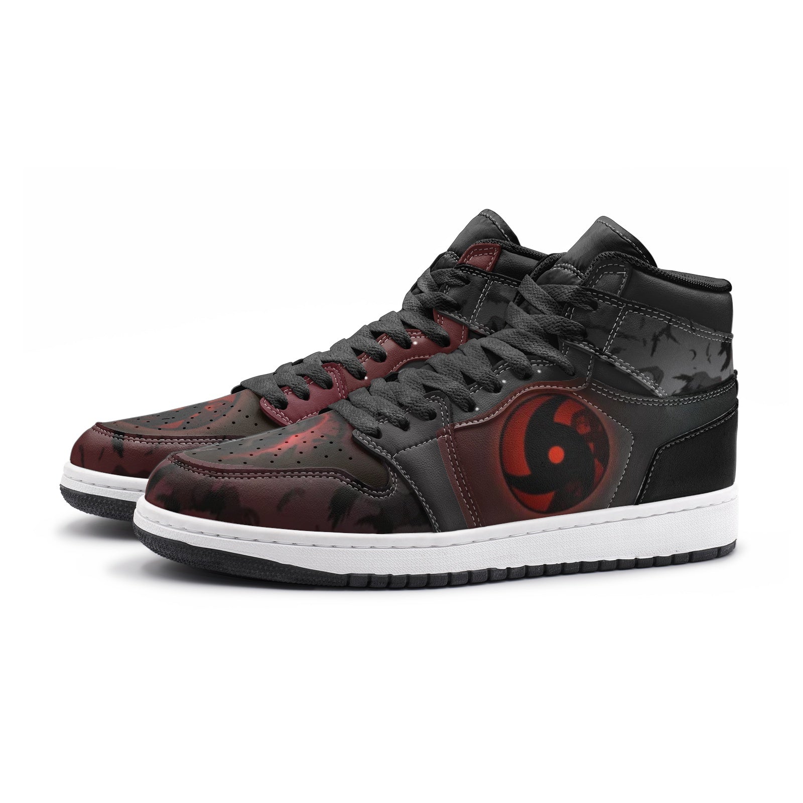 Alternative view of Itachi Clan Ninja V5 Custom Sneaker Mid 1 Basketball Shoes - Otaku Hall
