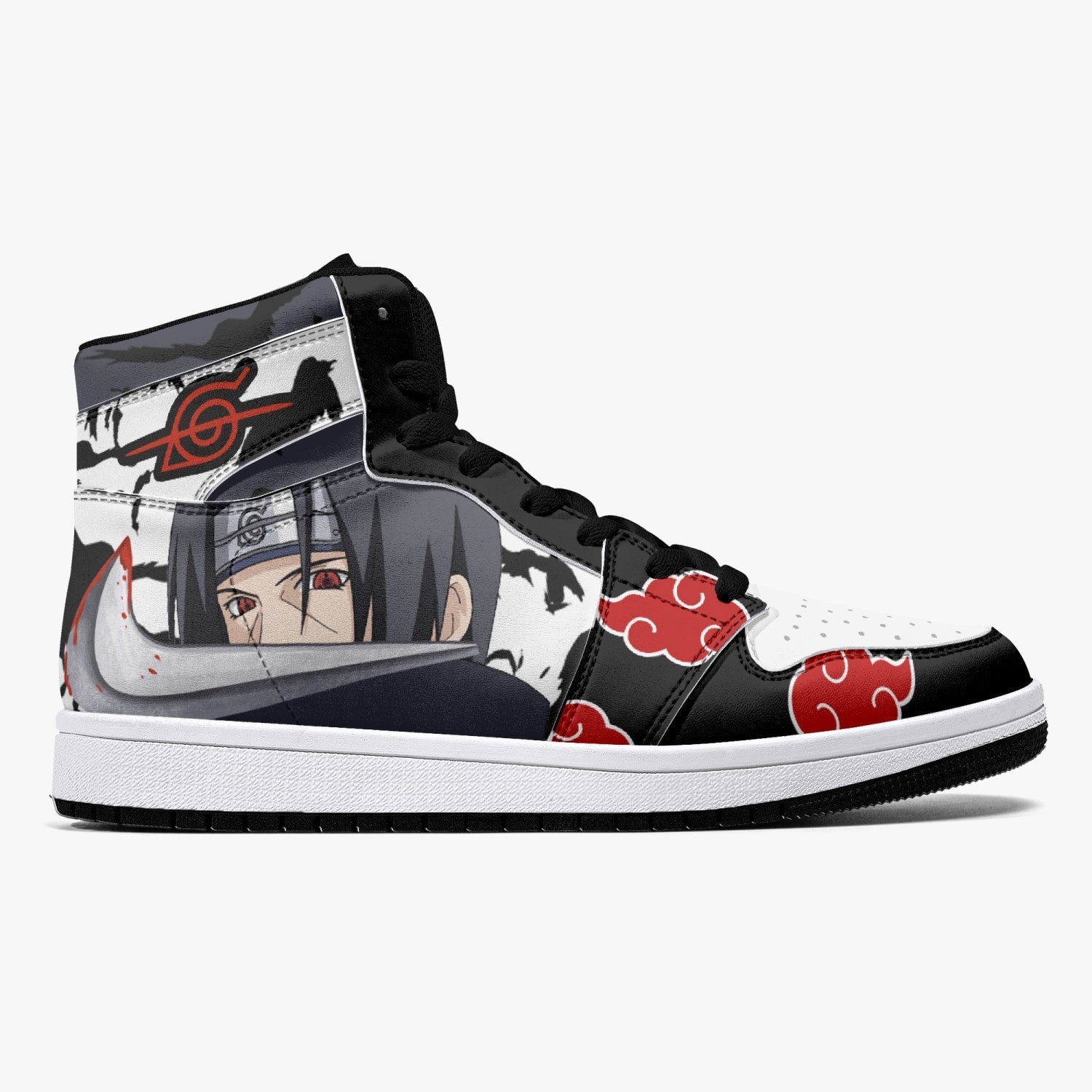 Itachi Clan V2 Ninja Custom Sneaker Mid 1 Basketball Shoes - Otaku Hall