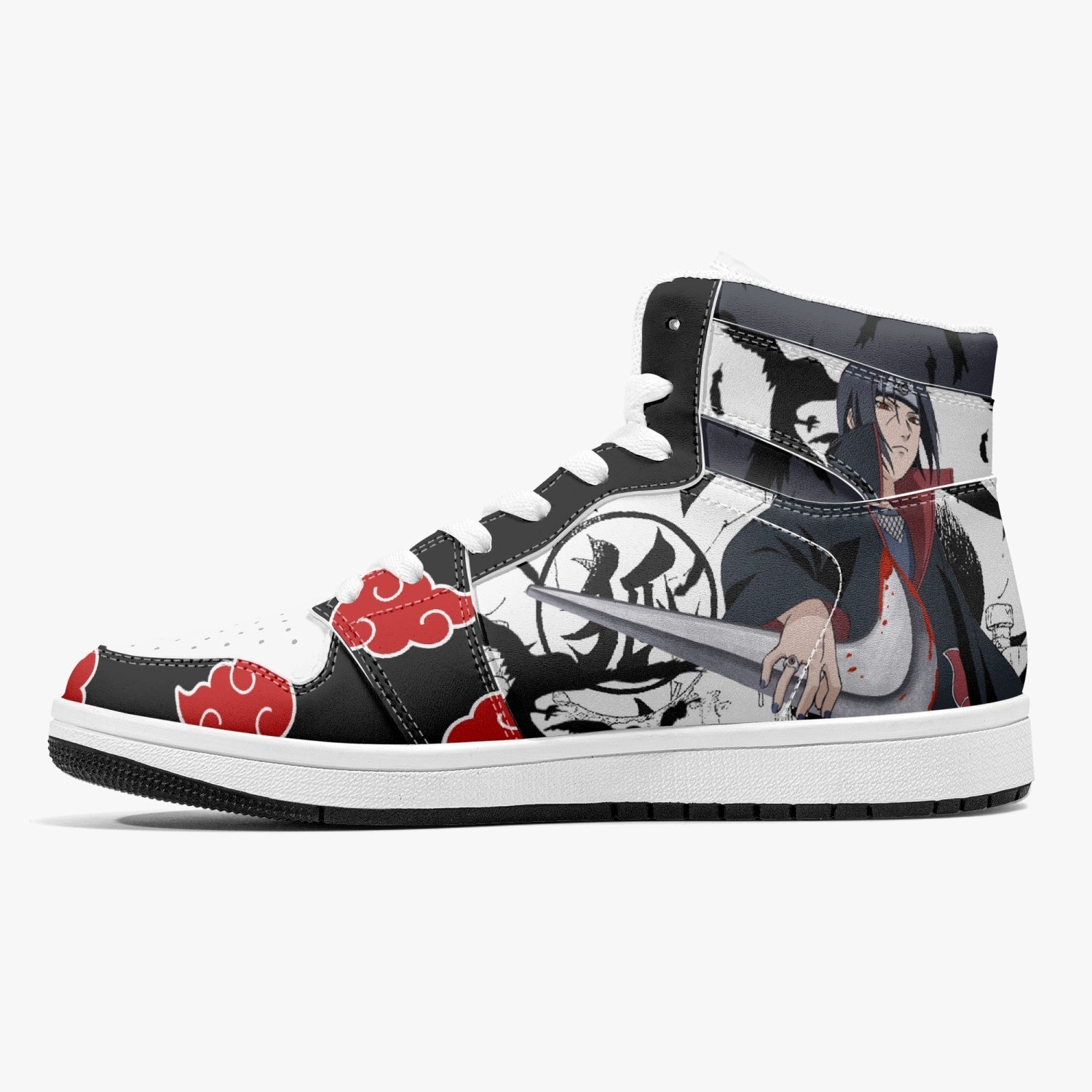 Alternative view of Itachi Clan V2 Ninja Custom Sneaker Mid 1 Basketball Shoes - Otaku Hall