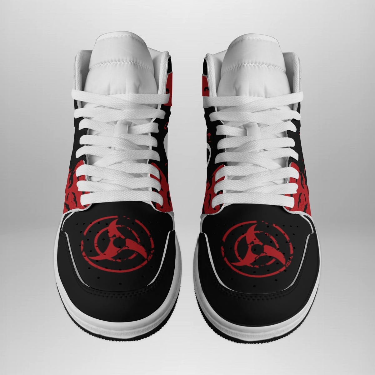 Alternative view of Itachi Crows Naruto Shippuden Shonen Custom Sneaker Mid 1 Basketball Shoes for Anime Fans - Otaku Hall