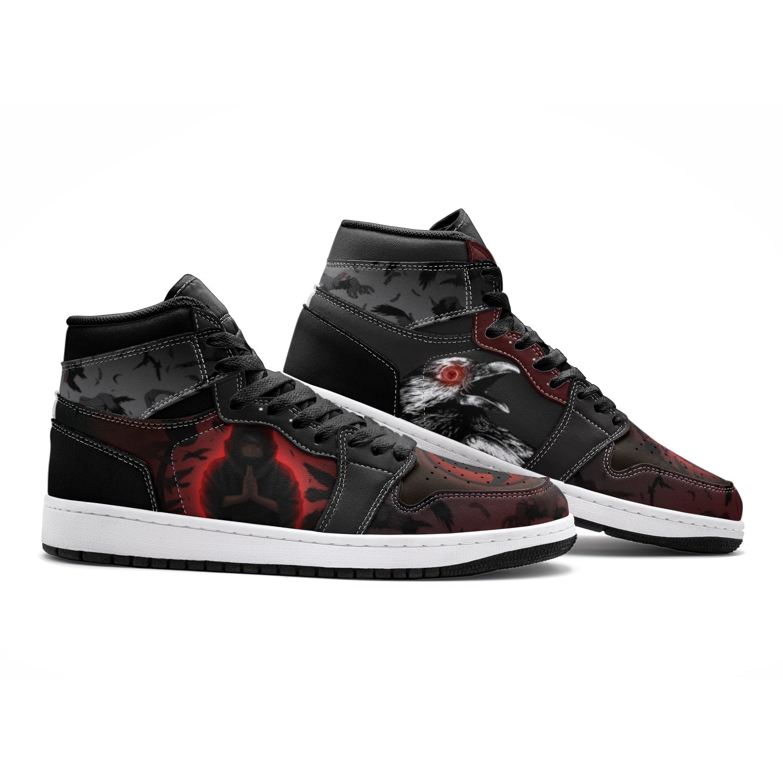 Alternative view of Itachi Uchicha Naruto Custom Sneaker Mid 1 Basketball Shoes - Otaku Hall