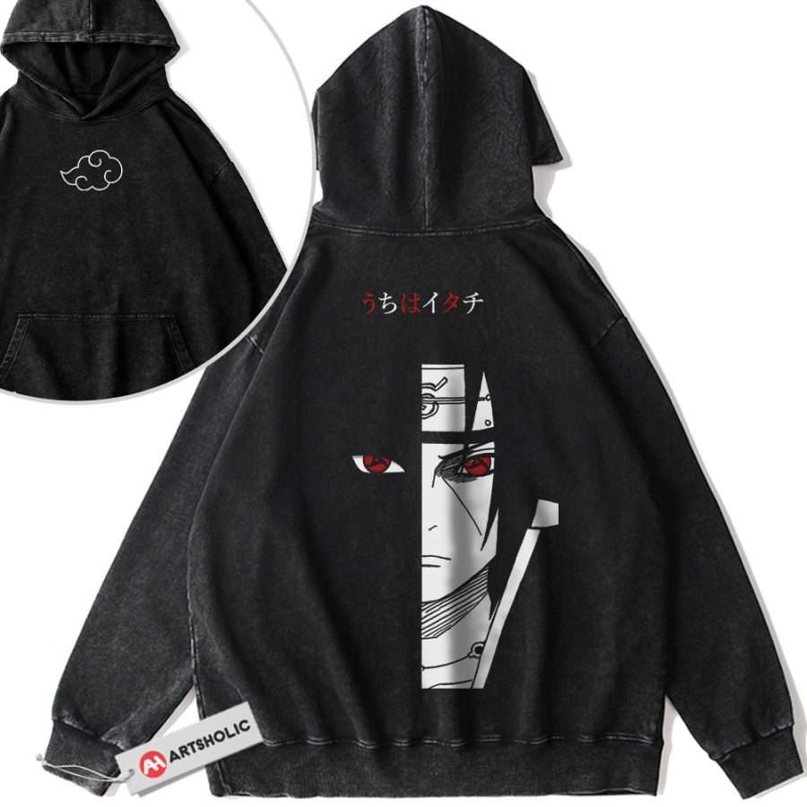 Alternative view of Itachi Uchiha Hoodie, Naruto Hoodie, Anime Hoodie, Vintage Hoodie 2-Sided