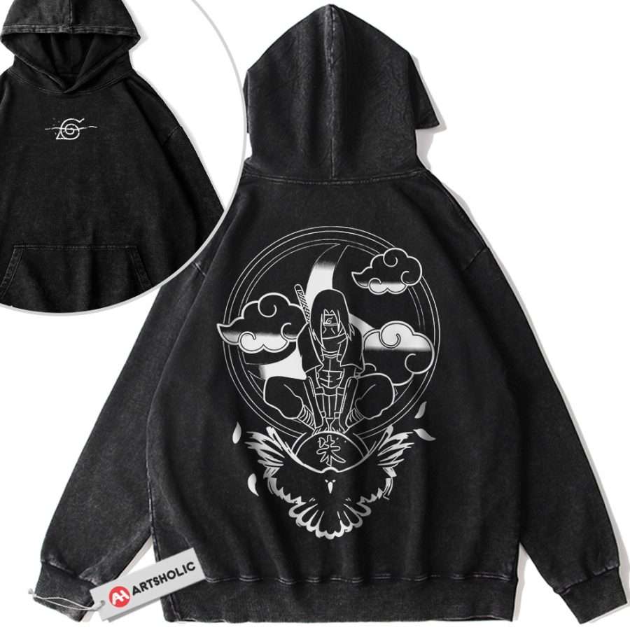 Alternative view of Itachi Uchiha Hoodie, Naruto Hoodie, Anime Hoodie, Vintage Hoodie 2-Sided