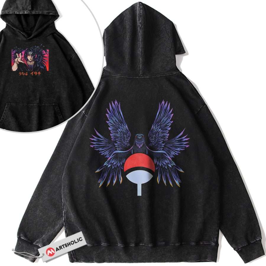 Alternative view of Itachi Uchiha Hoodie, Naruto Hoodie, Anime Hoodie, Vintage Hoodie 2-Sided