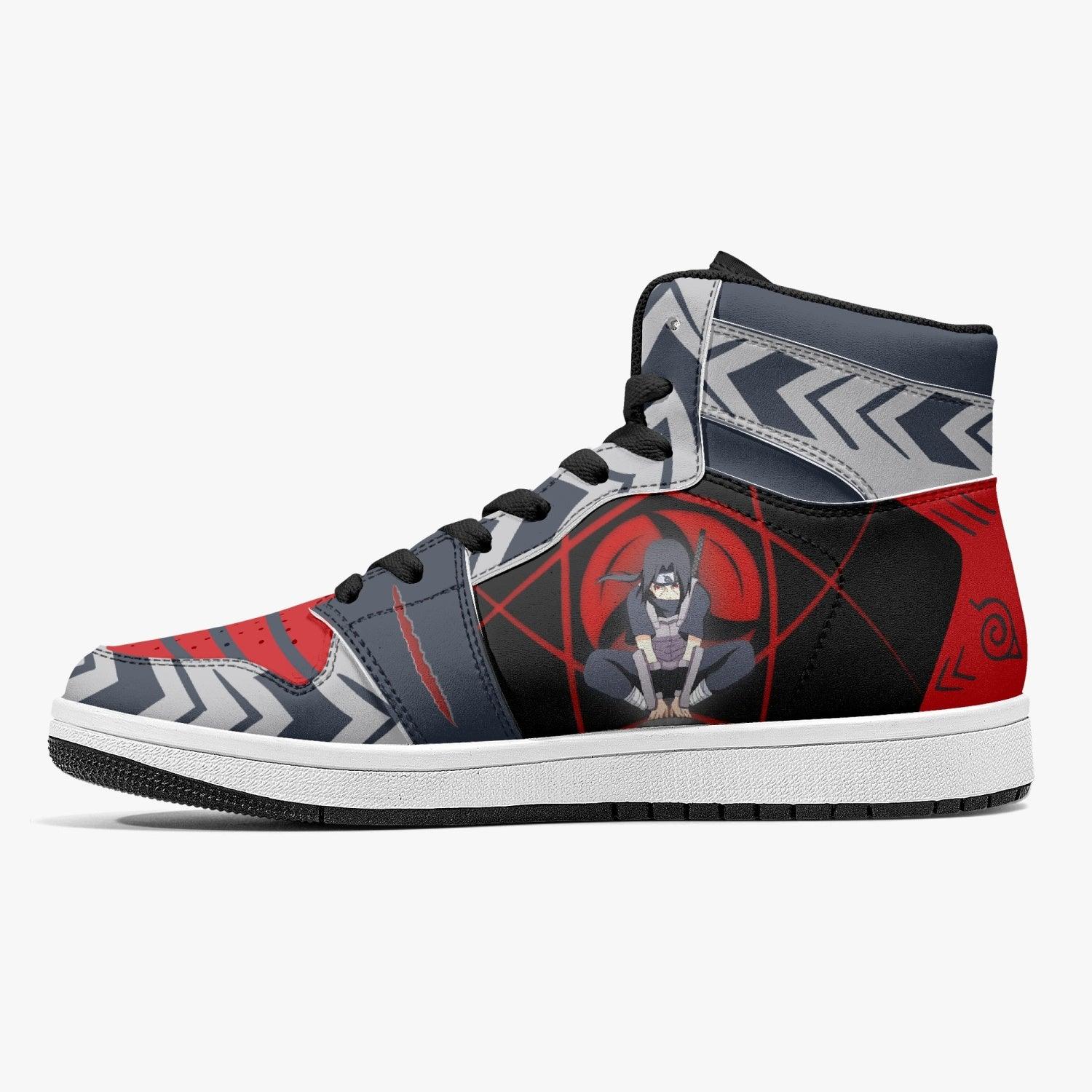 Alternative view of Itachi Uchiha Naruto Custom Sneaker Mid 1 Basketball Shoes - Otaku Hall