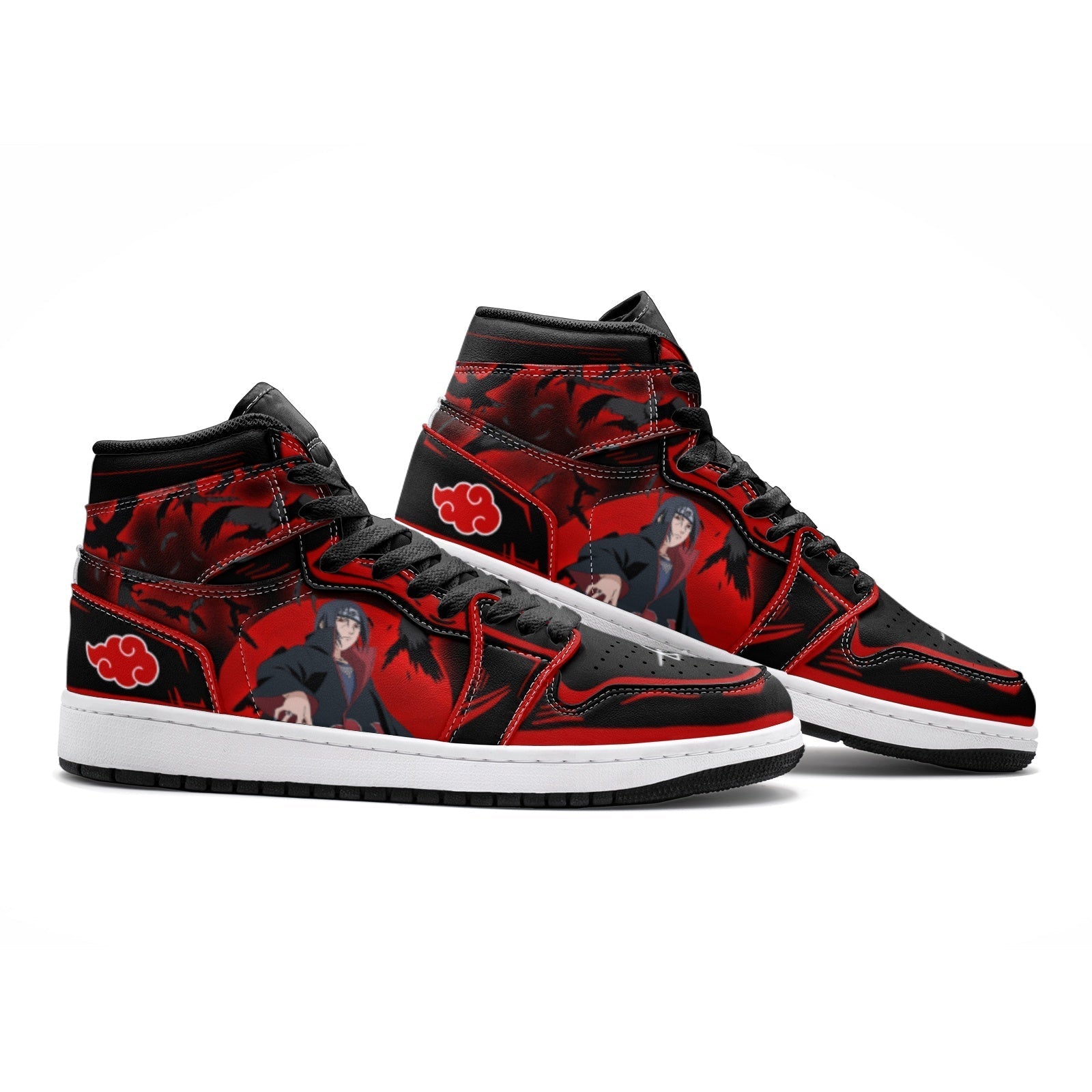 Alternative view of Itachi Uchiha Naruto V2 Custom Sneaker Mid 1 Basketball Shoes - Otaku Hall