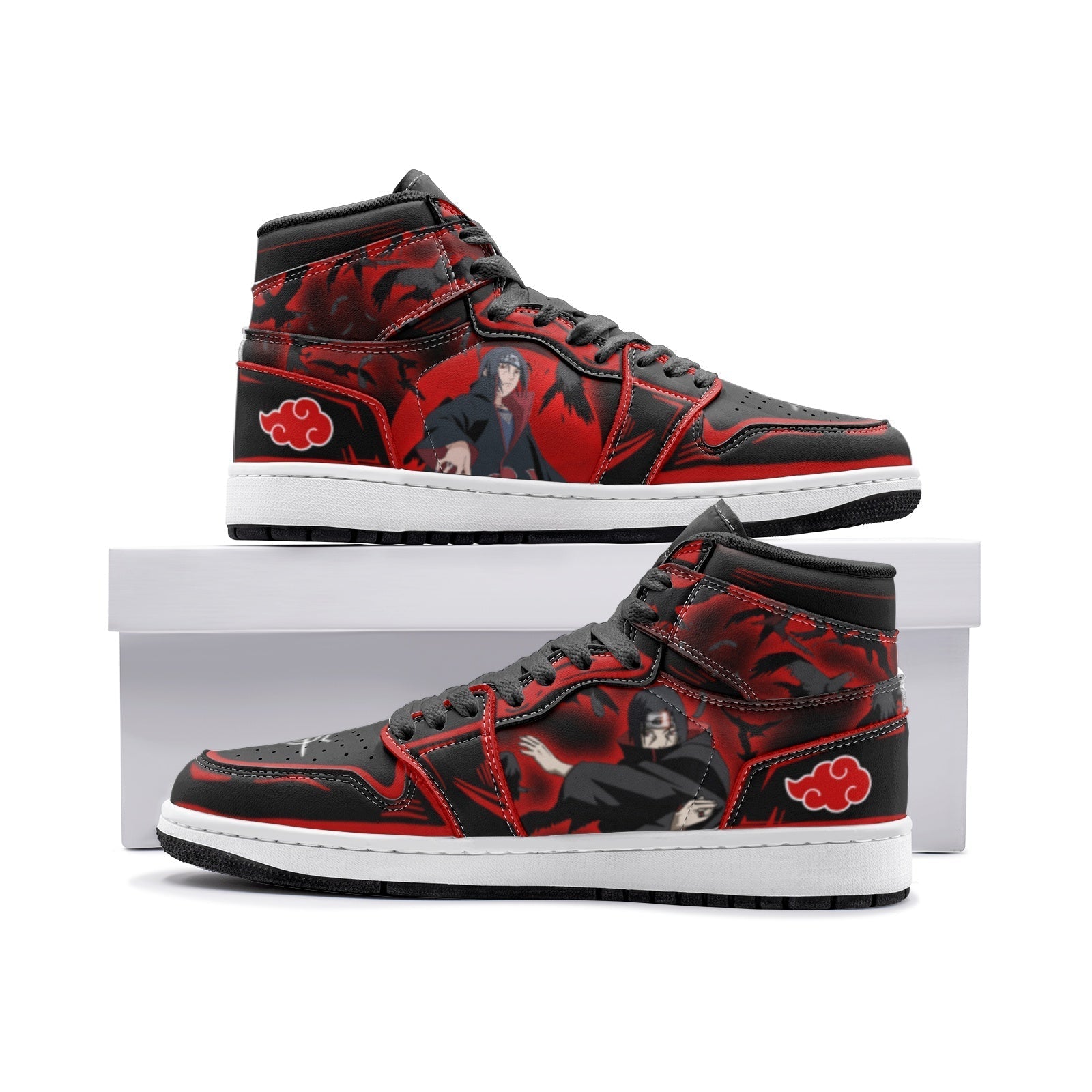 Itachi Uchiha Naruto V2 Custom Sneaker Mid 1 Basketball Shoes - Otaku Hall
