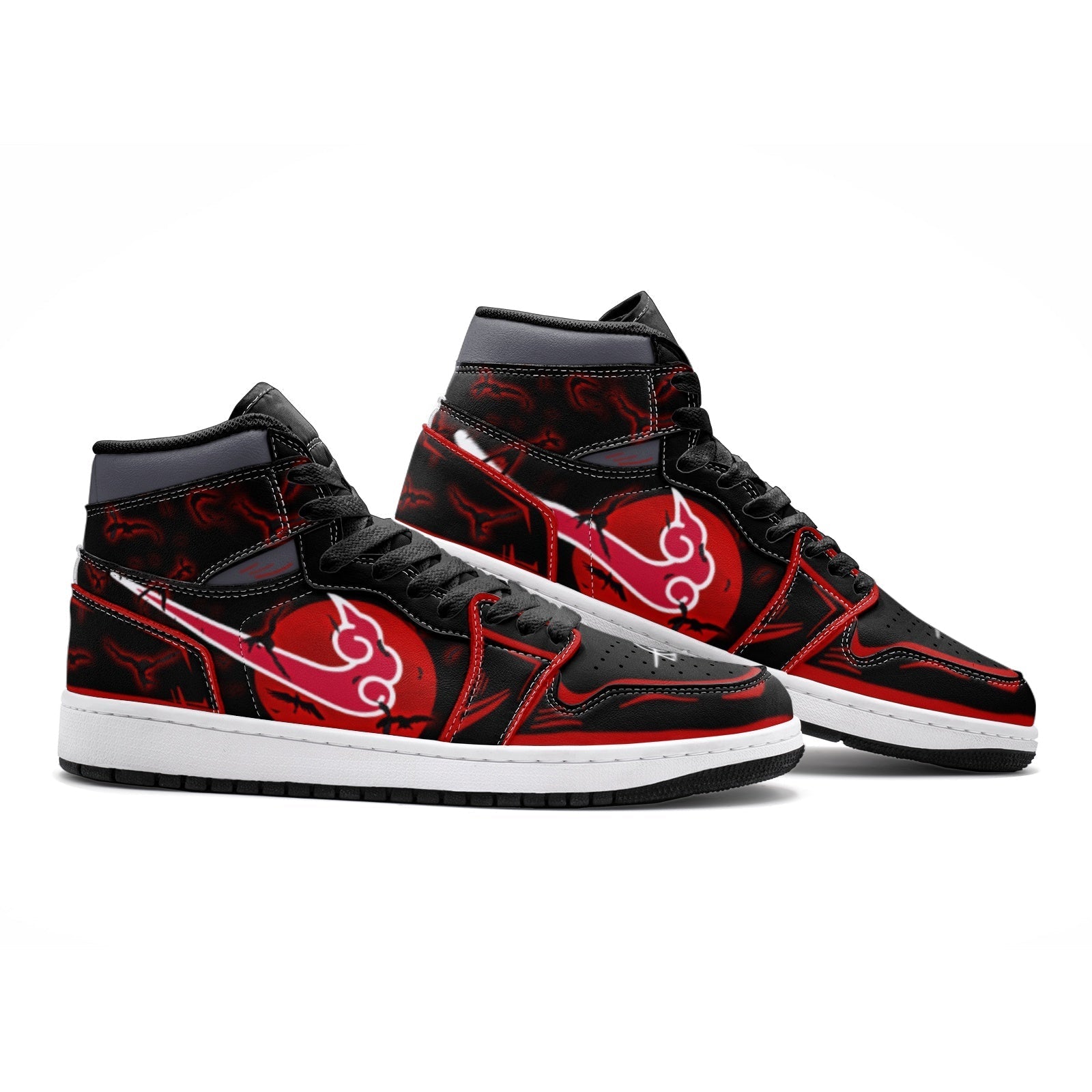 Alternative view of Itachi Uchiha Naruto V6 Custom Sneaker Mid 1 Basketball Shoes - Otaku Hall