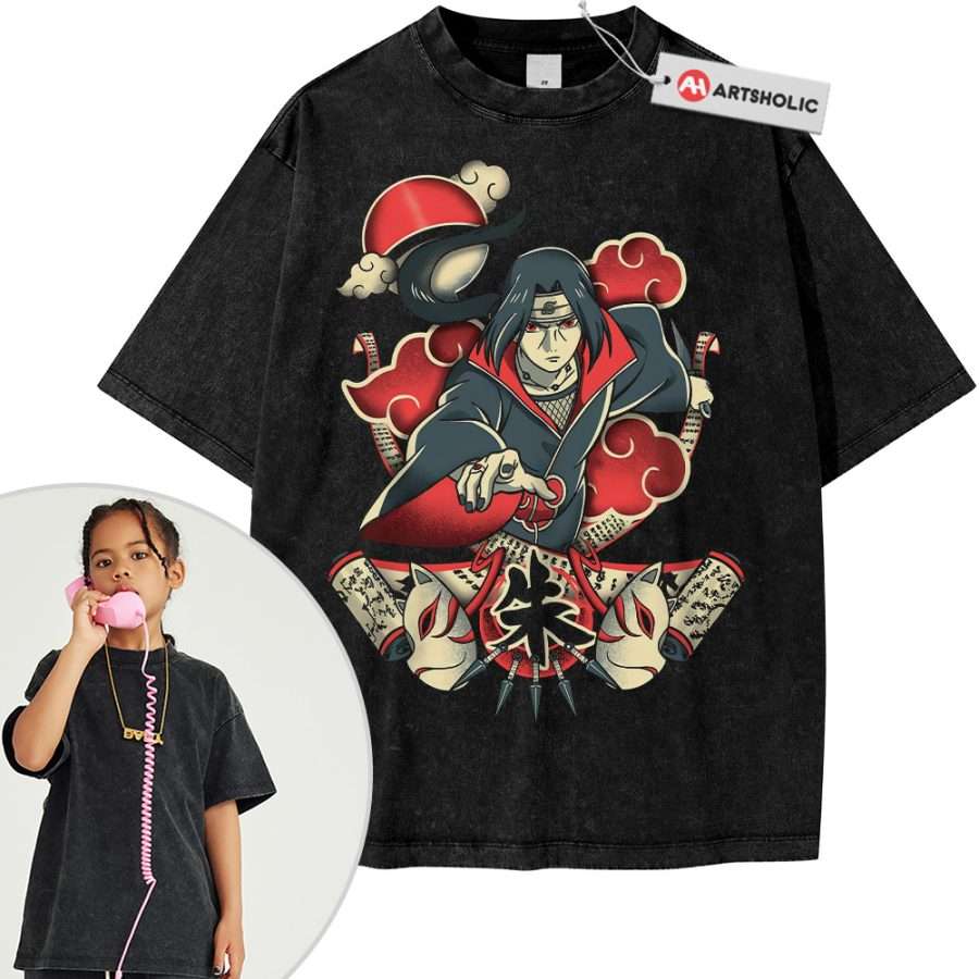 Alternative view of Itachi Uchiha Shirt For Kids, Naruto Shirt For Kids, Anime Shirt For Kids, Vintage T-Shirt For Kids