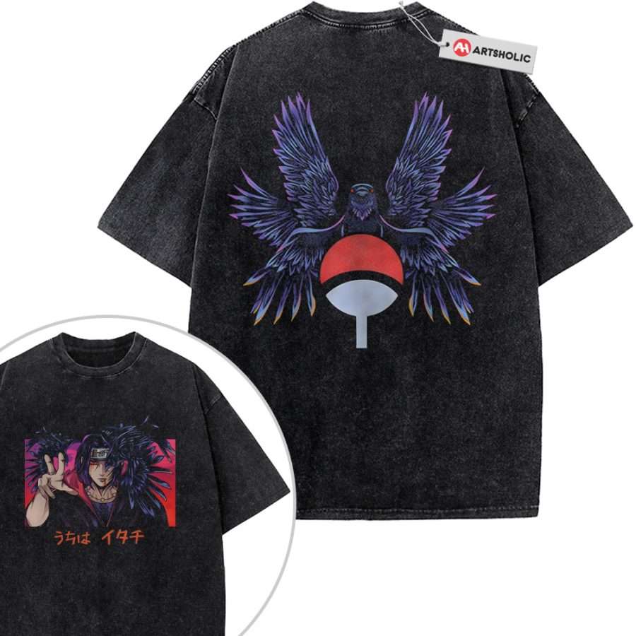 Alternative view of Itachi Uchiha Shirt, Naruto Shirt, Anime Shirt, Vintage T-Shirt 2-Sided