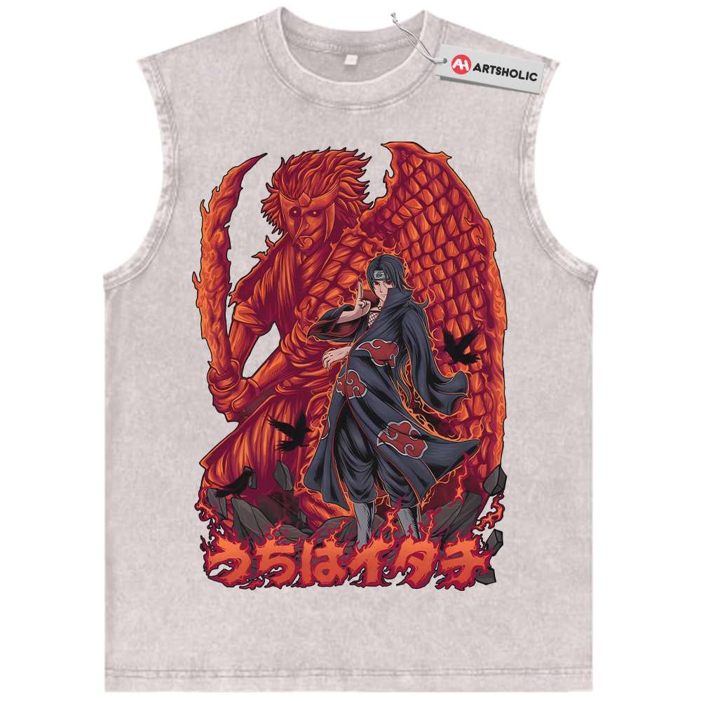 Alternative view of Itachi Uchiha Tank Top, Akatsuki Tank Top, Naruto Tank Top, Anime Tank Top, Vintage Tank Top