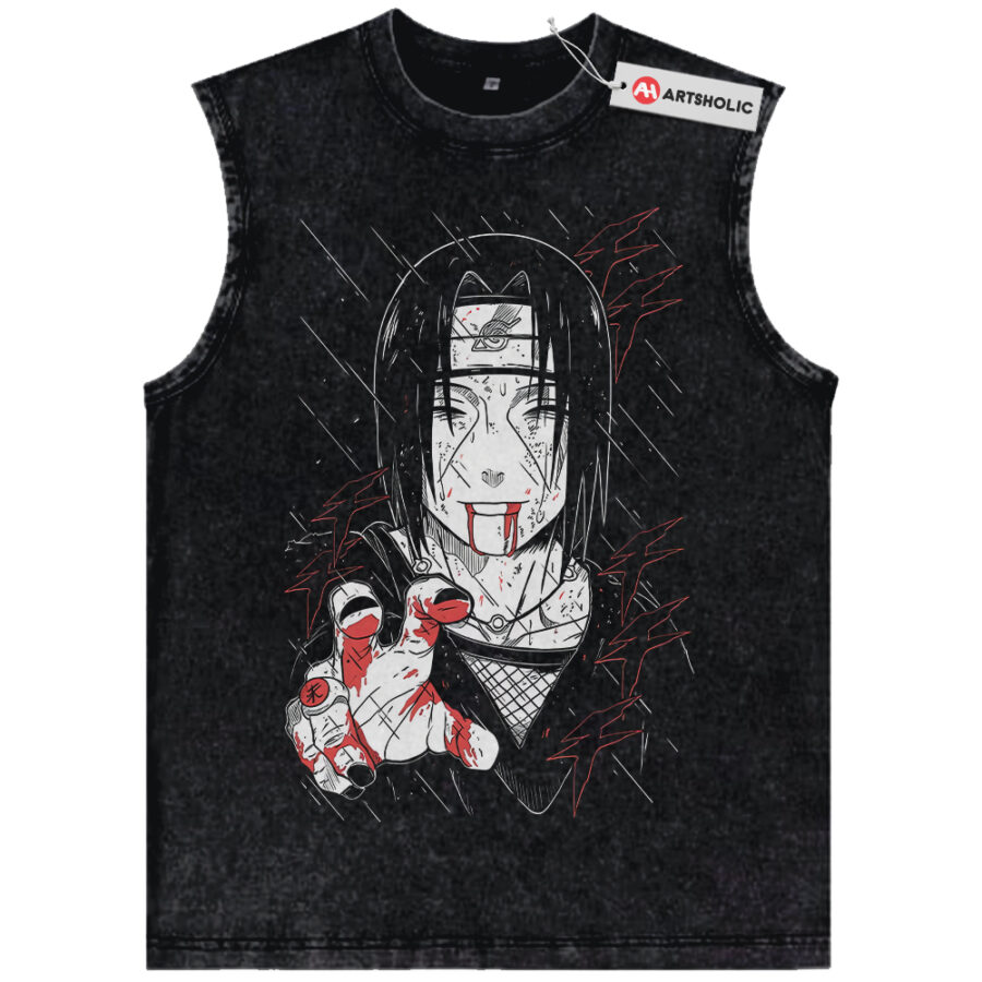 Alternative view of Itachi Uchiha Tank Top, Akatsuki Tank Top, Naruto Tank Top, Anime Tank Top, Vintage Tank Top