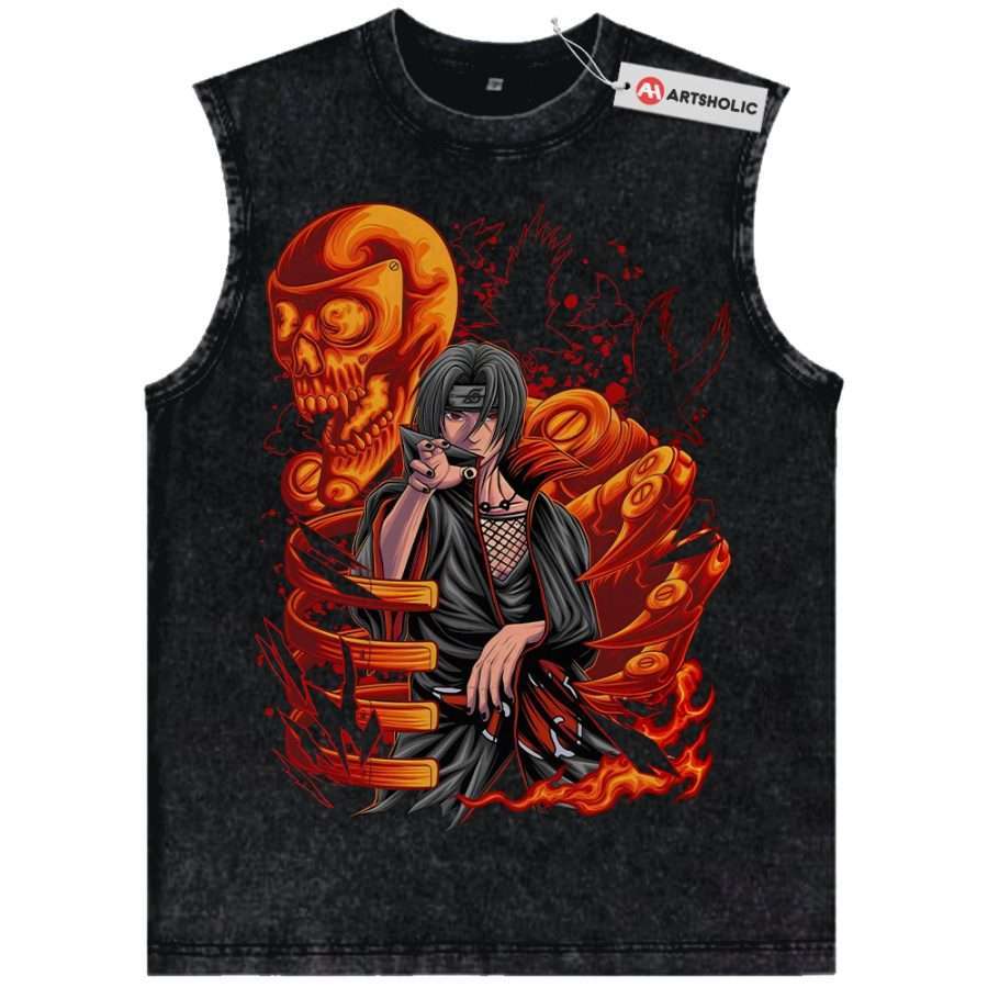 Alternative view of Itachi Uchiha Tank Top, Akatsuki Tank Top, Naruto Tank Top, Anime Tank Top, Vintage Tank Top