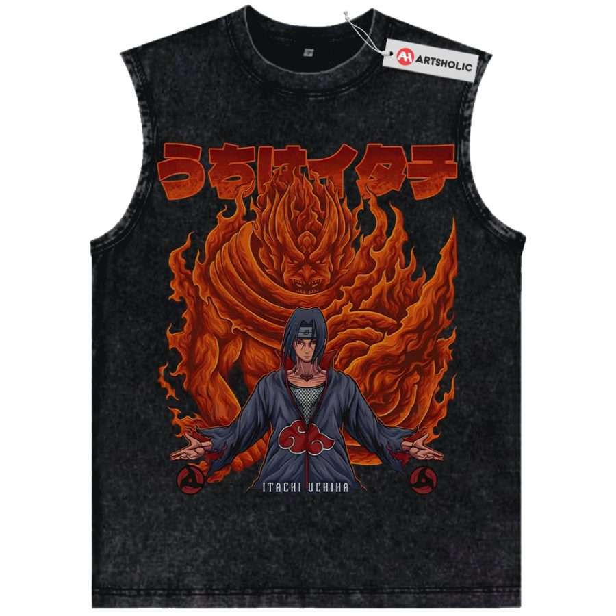 Alternative view of Itachi Uchiha Tank Top, Akatsuki Tank Top, Naruto Tank Top, Anime Tank Top, Vintage Tank Top