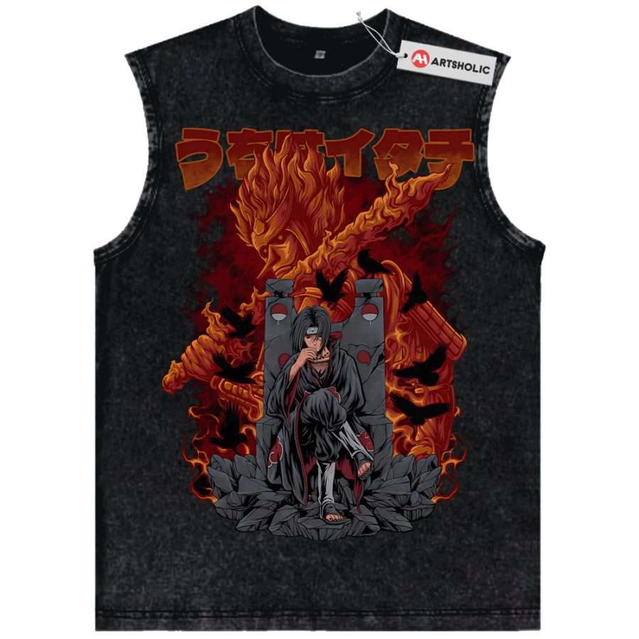 Alternative view of Itachi Uchiha Tank Top, Akatsuki Tank Top, Naruto Tank Top, Anime Tank Top, Vintage Tank Top