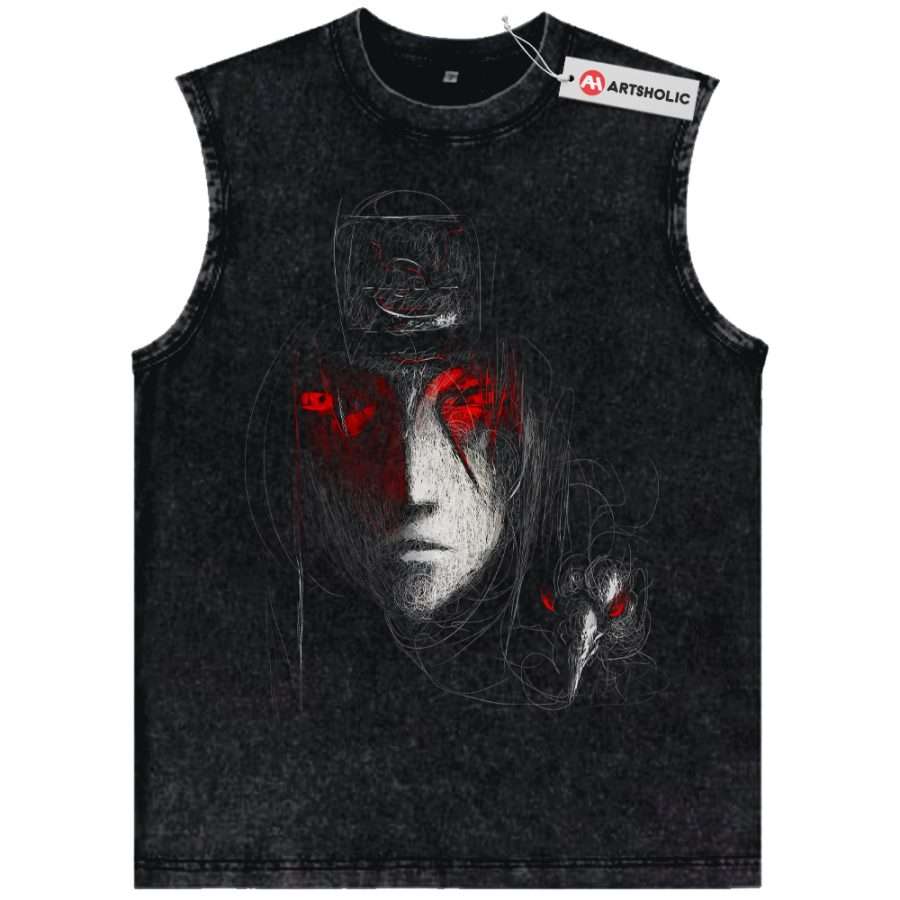 Alternative view of Itachi Uchiha Tank Top, Akatsuki Tank Top, Naruto Tank Top, Anime Tank Top, Vintage Tank Top