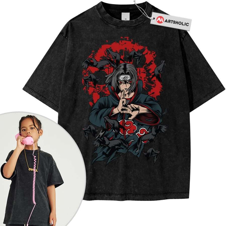 Alternative view of Itachi Uchiha Tee For Kids, Naruto Tee For Kids, Anime Tee For Kids, Vintage Tee For Kids