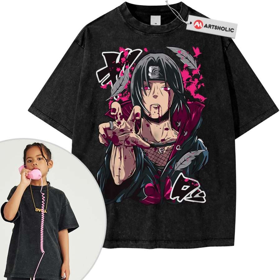 Alternative view of Itachi Uchiha Tee For Kids, Naruto Tee For Kids, Anime Tee For Kids, Vintage Tee For Kids