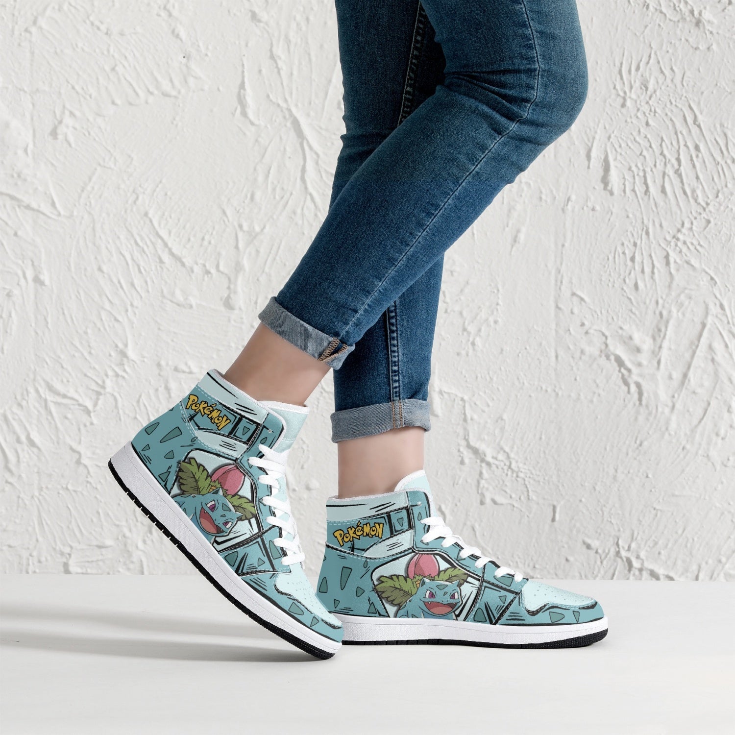 Alternative view of Ivysaur Pokemon Custom Sneaker Mid 1 Basketball Shoes - Otaku Hall