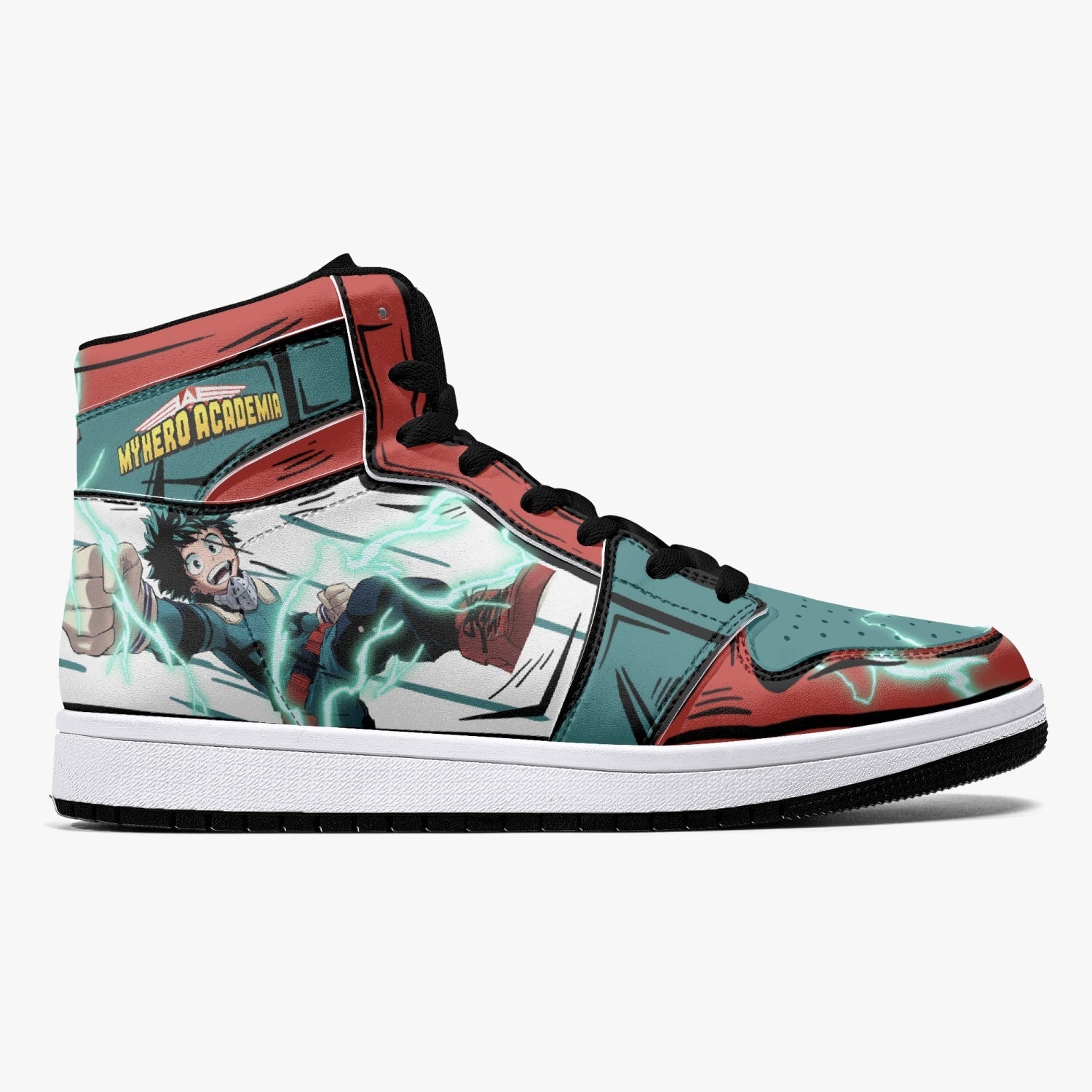 Izuku Midoriya - Deku My Hero Custom Sneaker Mid 1 Basketball Shoes - Otaku Hall