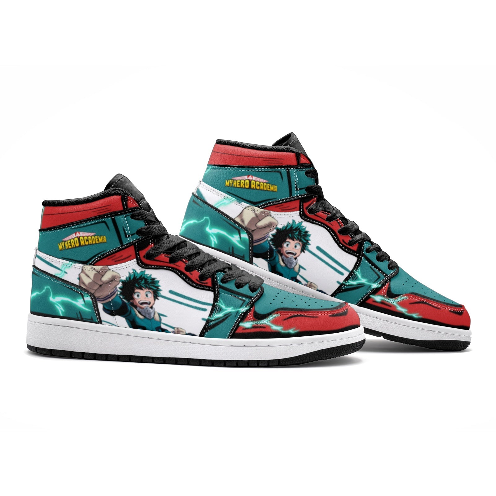 Izuku Midoriya - Deku My Hero V2 Custom Sneaker Mid 1 Basketball Shoes - Otaku Hall