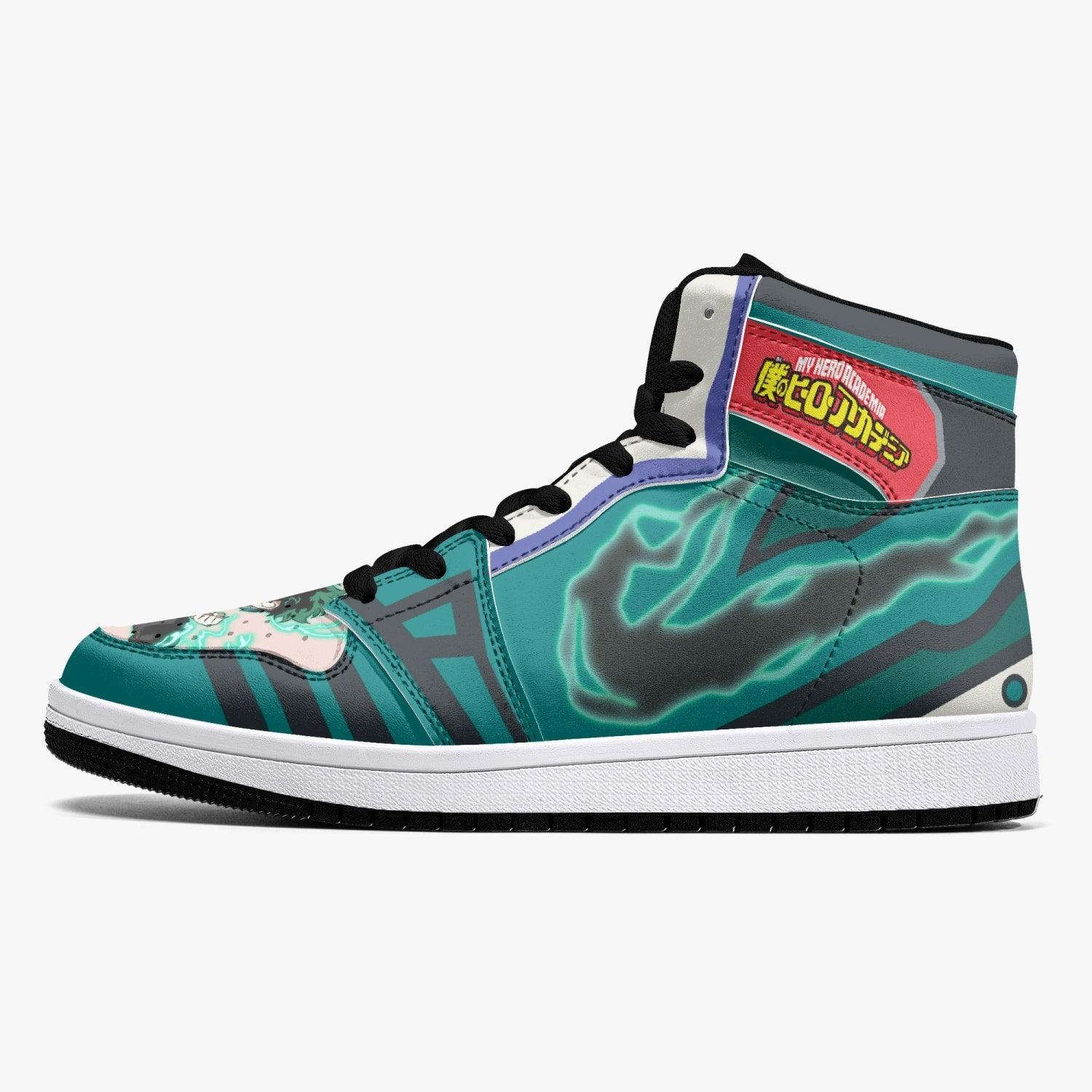 Alternative view of Izuku Midoriya My Hero Academia Custom Sneaker Mid 1 Basketball Shoes - Otaku Hall