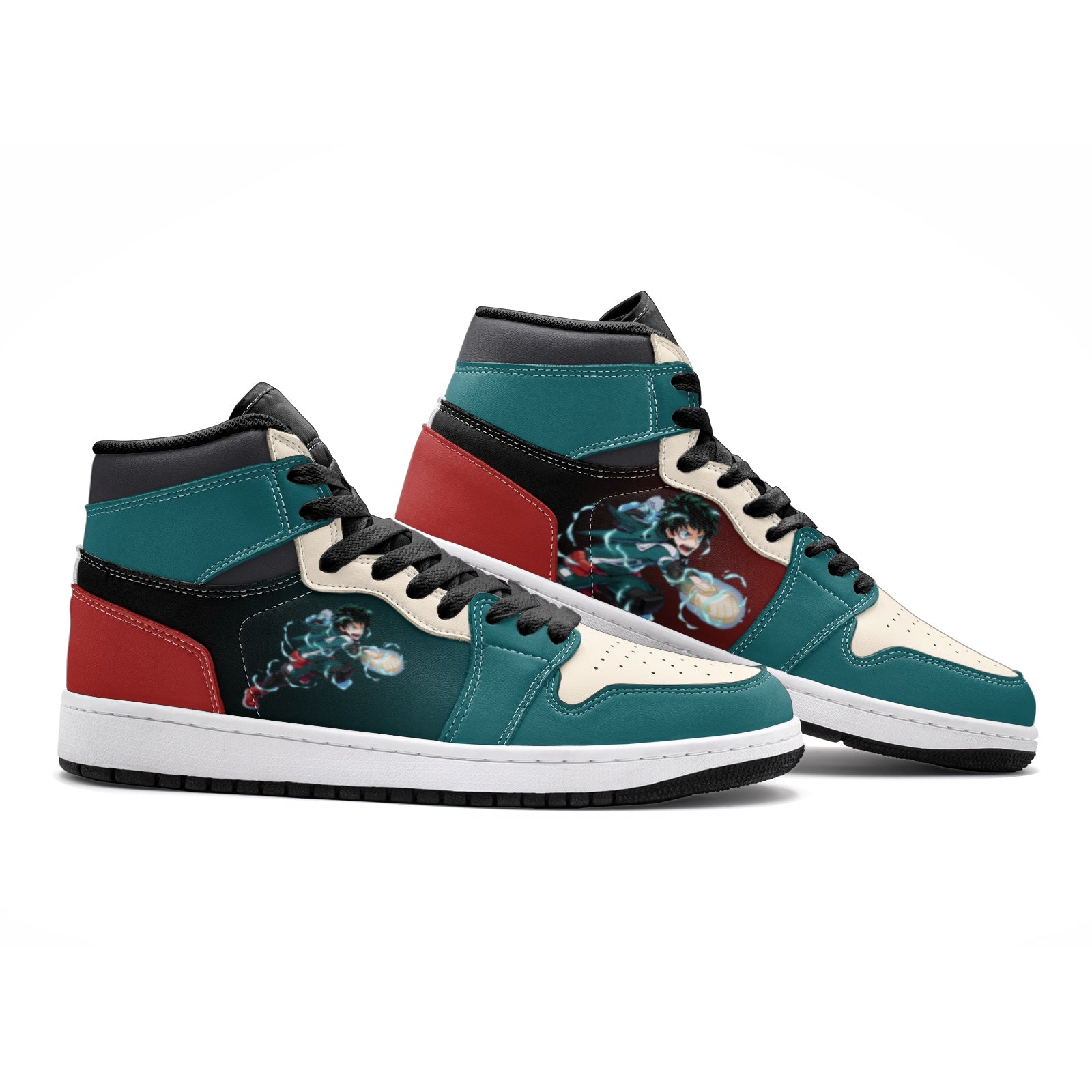Izuku Midoriya My Hero Custom Sneaker Mid 1 Basketball Shoes - Otaku Hall