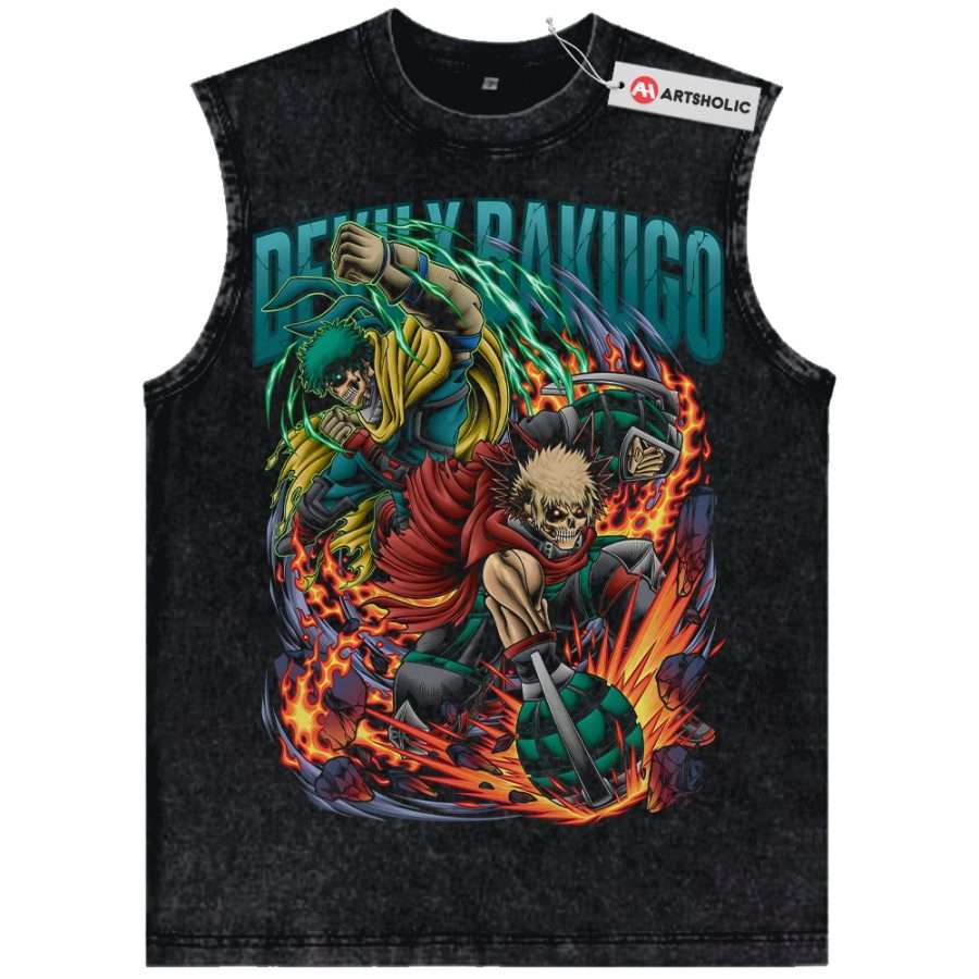 Alternative view of Izuku Midoriya Tank Top, Katsuki Bakugo Tank Top, MHA Tank Top, Anime Tank Top, Vintage Tank Top