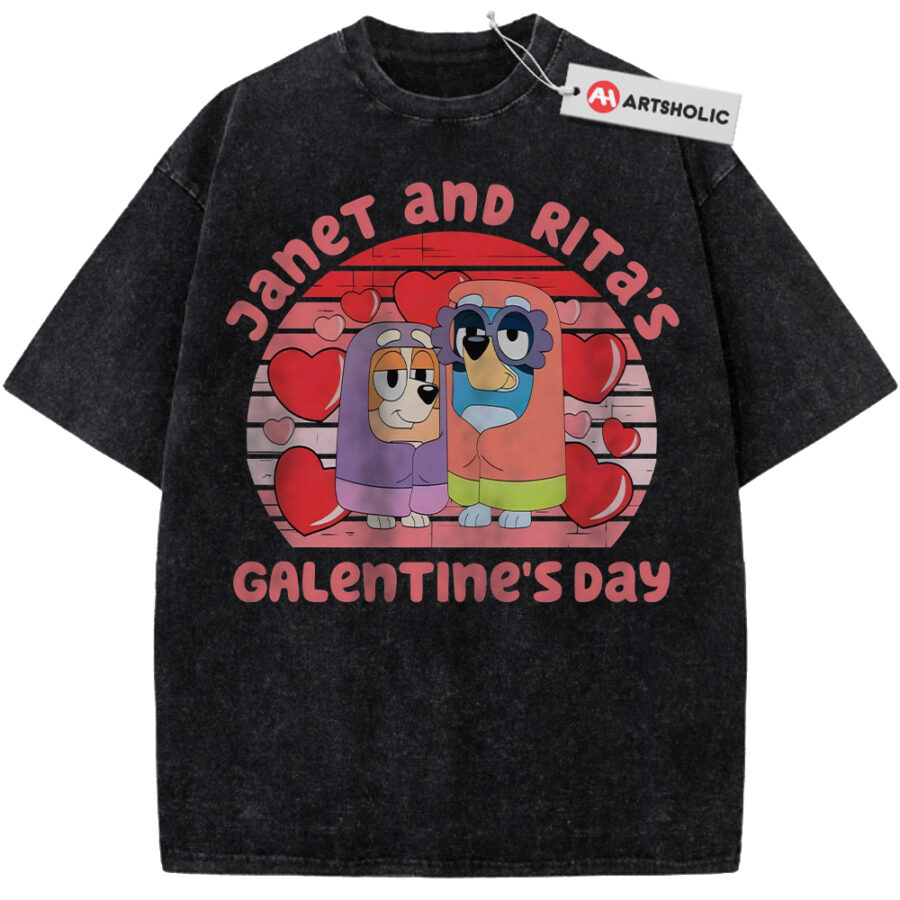 Alternative view of Janet and Rita Shirt, Bluey Shirt, Valentine's Day Shirt, Animated Shirt, Vintage Tee