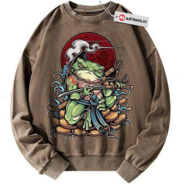 Alternative view of Japanese Frog Sweatshirt, Animal Sweatshirt, Vintage Sweater