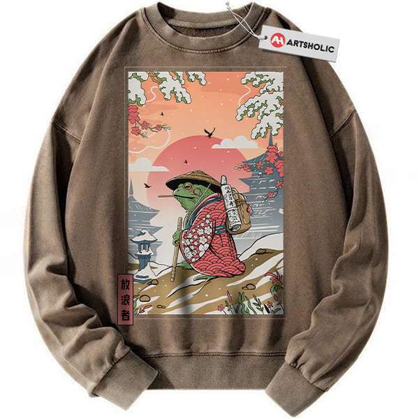 Alternative view of Japanese Frog Sweatshirt, Animal Sweatshirt, Vintage Sweater