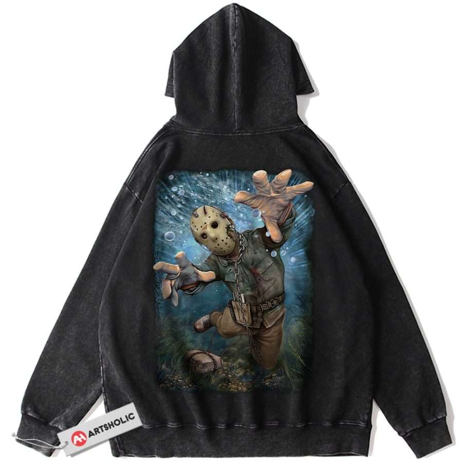 Alternative view of Jason Voorhees Hoodie, Friday the 13th Hoodie, Halloween Hoodie, Horror Hoodie, Vintage Hoodie