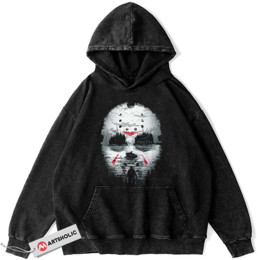 Alternative view of Jason Voorhees Hoodie, Friday the 13th Hoodie, Halloween Hoodie, Horror Hoodie, Vintage Hoodie
