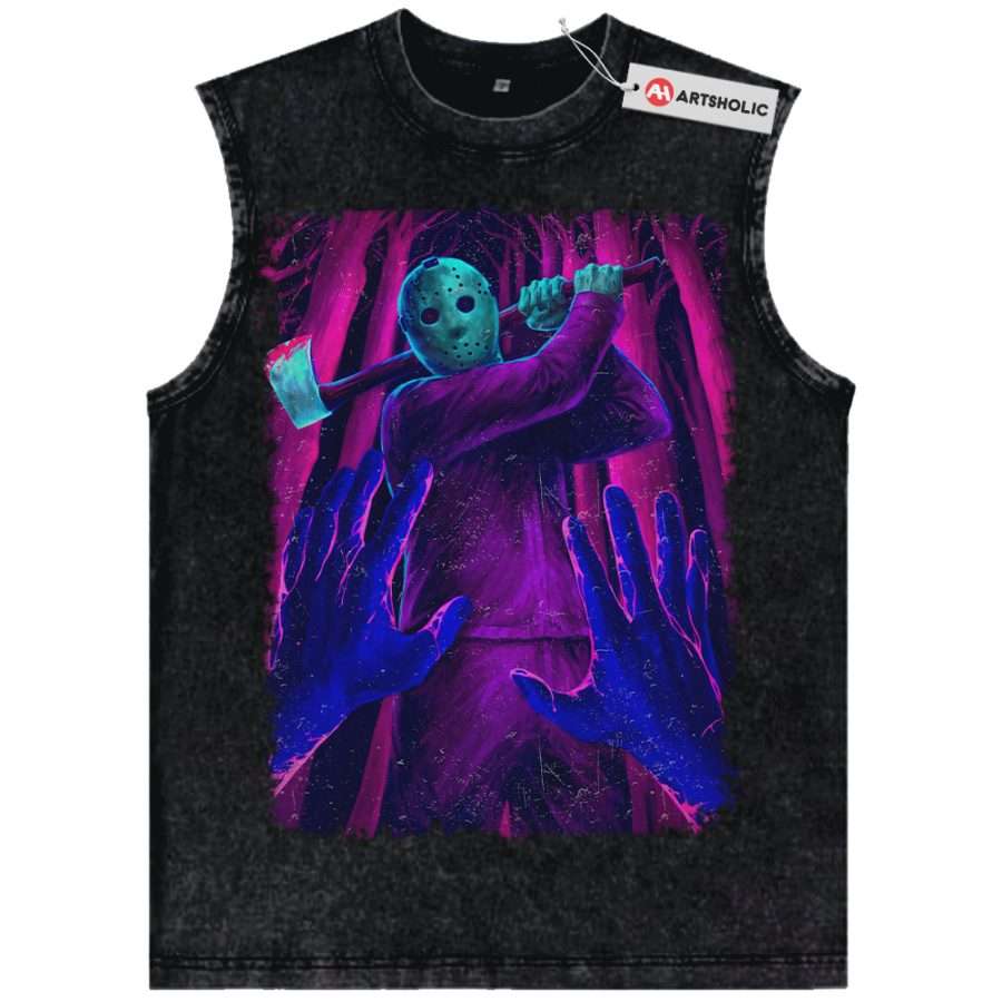 Alternative view of Jason Voorhees Tank Top, Friday the 13th Tank Top, Halloween Tank Top, Horror Tank Top, Vintage Tank Top