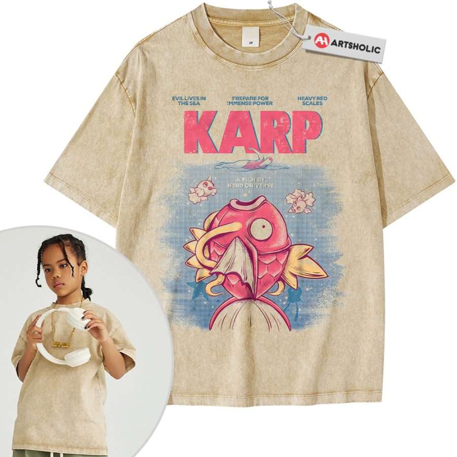Alternative view of Jaws x Magikarp Shirt For Kids, Pokemon Shirt For Kids, Anime Shirt For Kids, Vintage T-Shirt For Kids