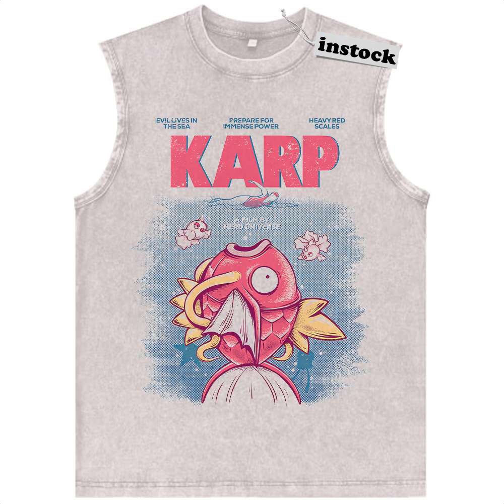 Jaws x Magikarp Tank Top, Pokemon Tank Top, Anime Tank Top, Vintage Tank Top