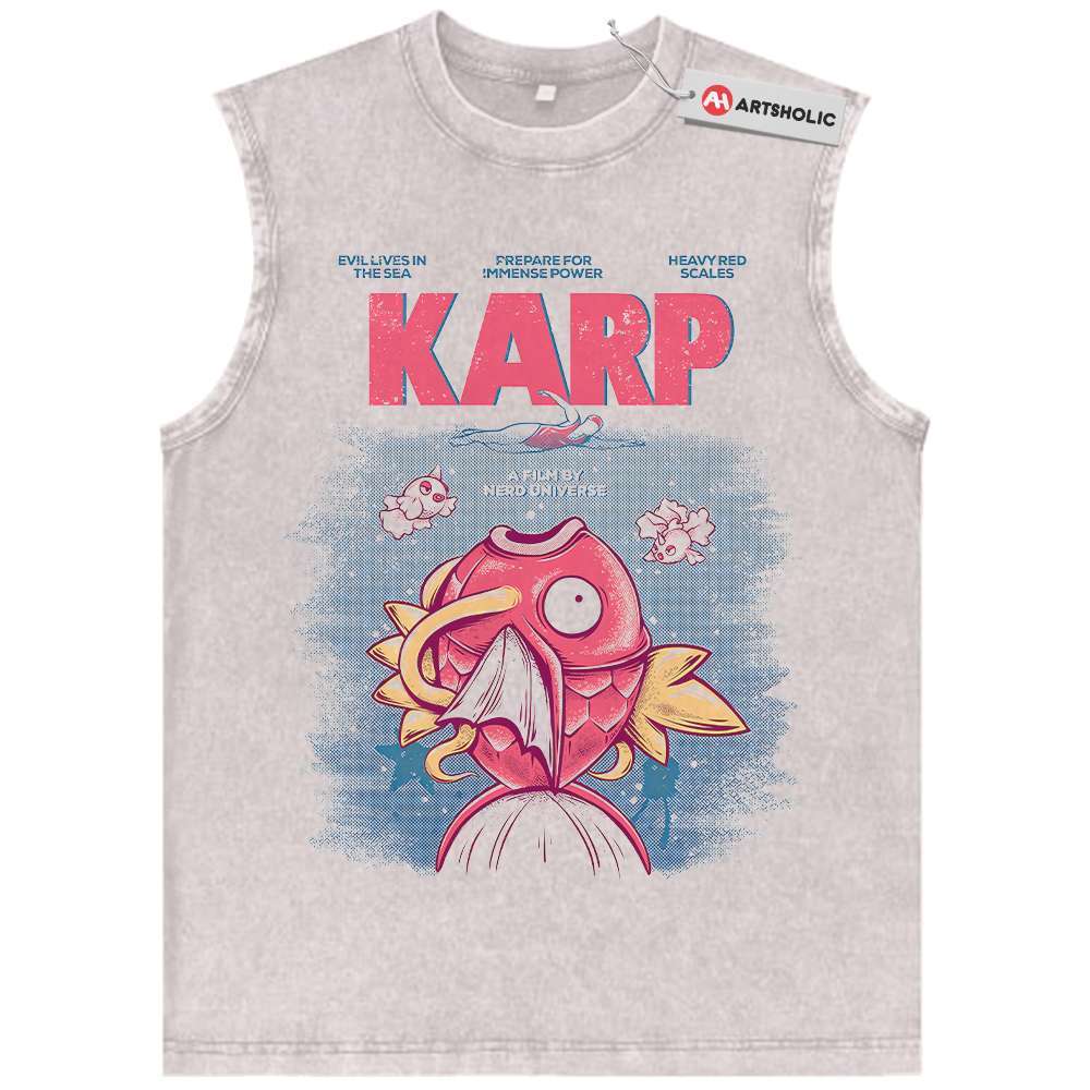 Jaws x Magikarp Tank Top, Pokemon Tank Top, Anime Tank Top, Vintage Tank Top