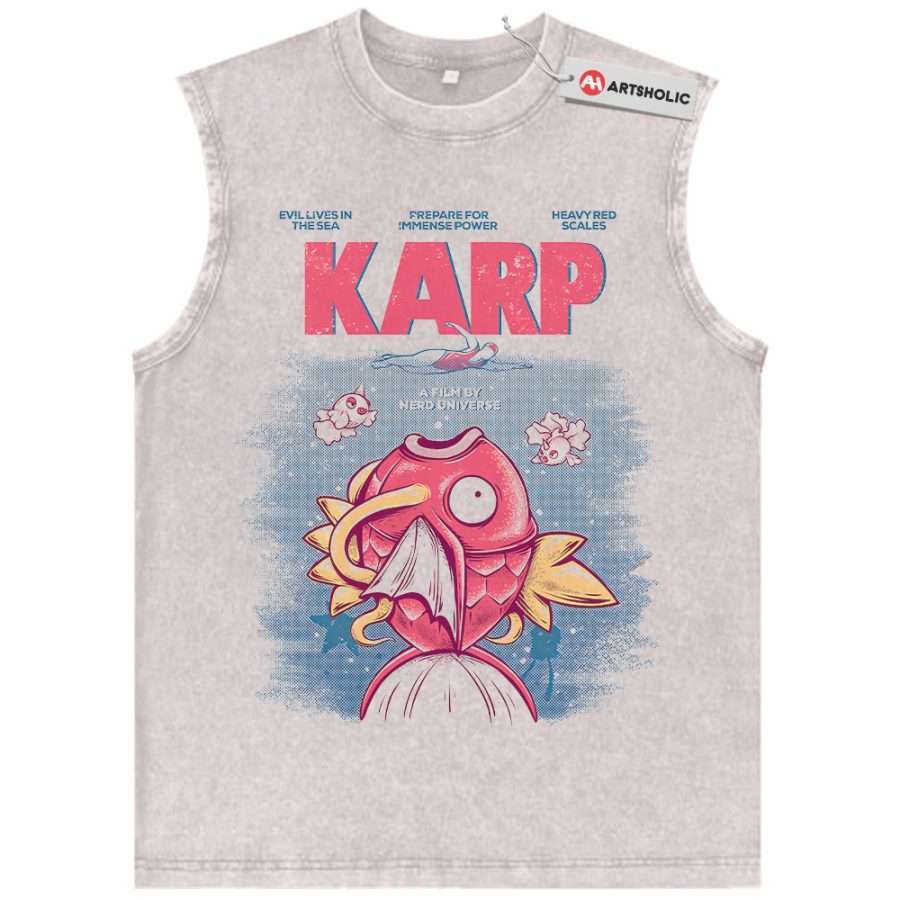 Alternative view of Jaws x Magikarp Tank Top, Pokemon Tank Top, Anime Tank Top, Vintage Tank Top