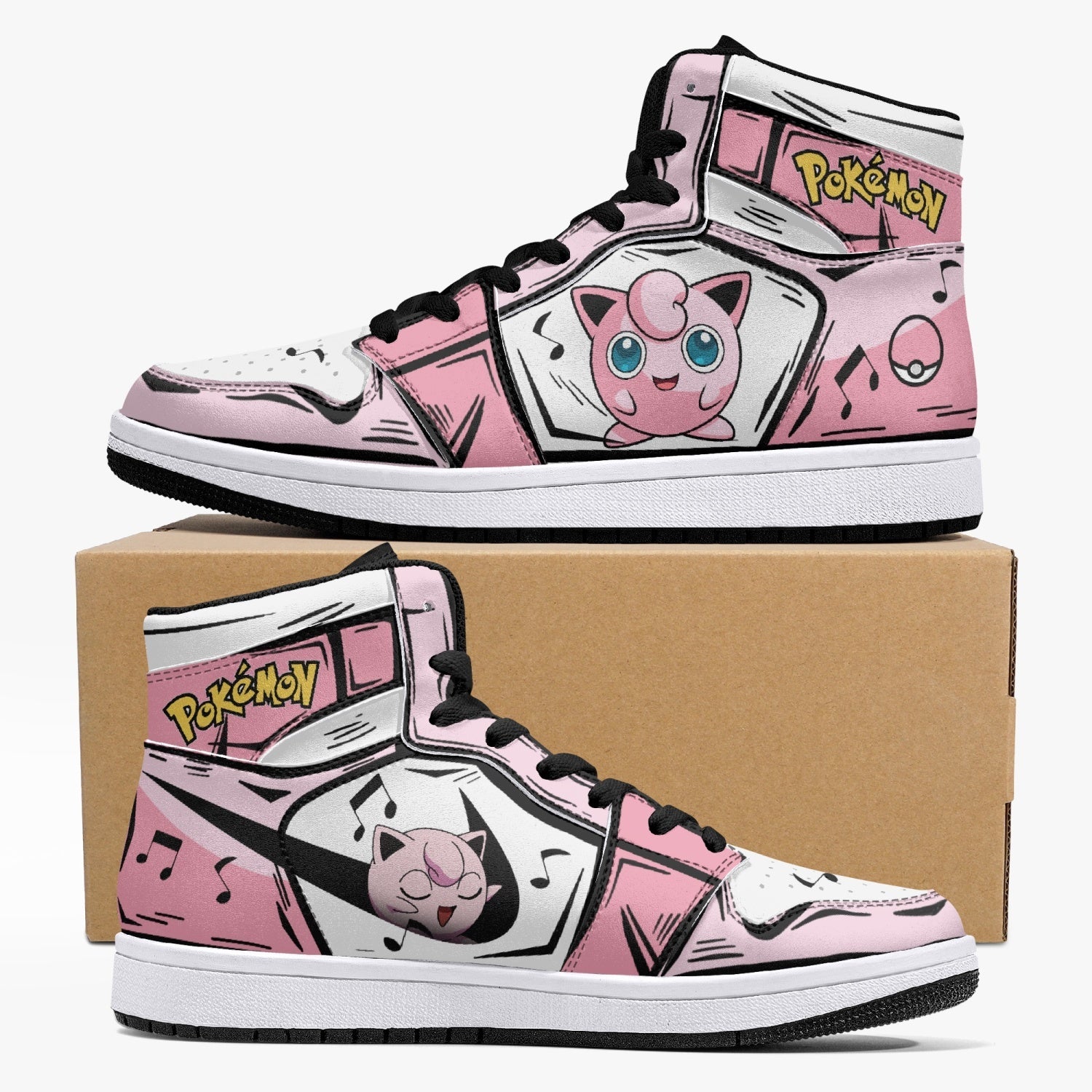 Jigglypuff Pokemon Custom Sneaker Mid 1 Basketball Shoes - Otaku Hall