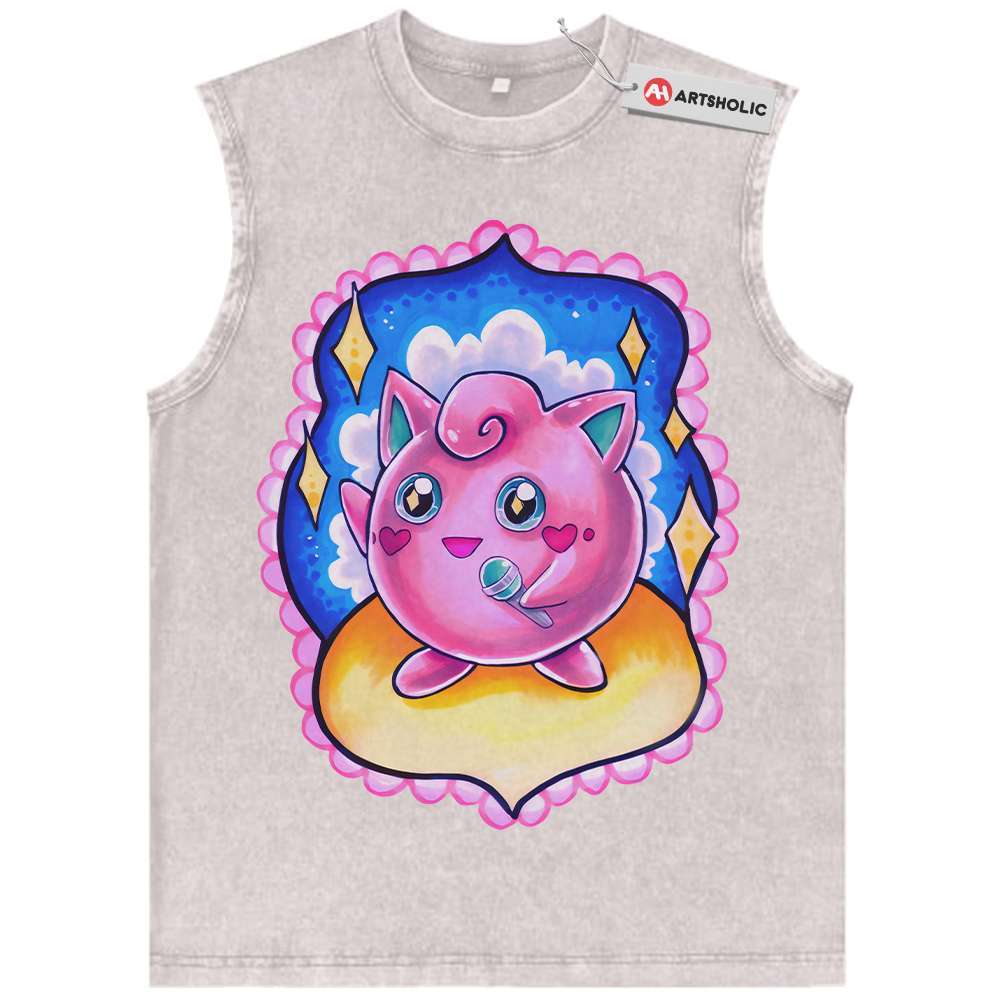 Alternative view of Jigglypuff Tank Top, Pokemon Tank Top, Anime Tank Top, Vintage Tank Top