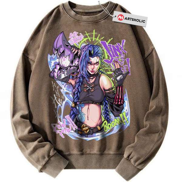 Alternative view of Jinx - Arcane Sweatshirt, League of Legends Sweatshirt, Game Sweatshirt, Vintage Sweatshirt