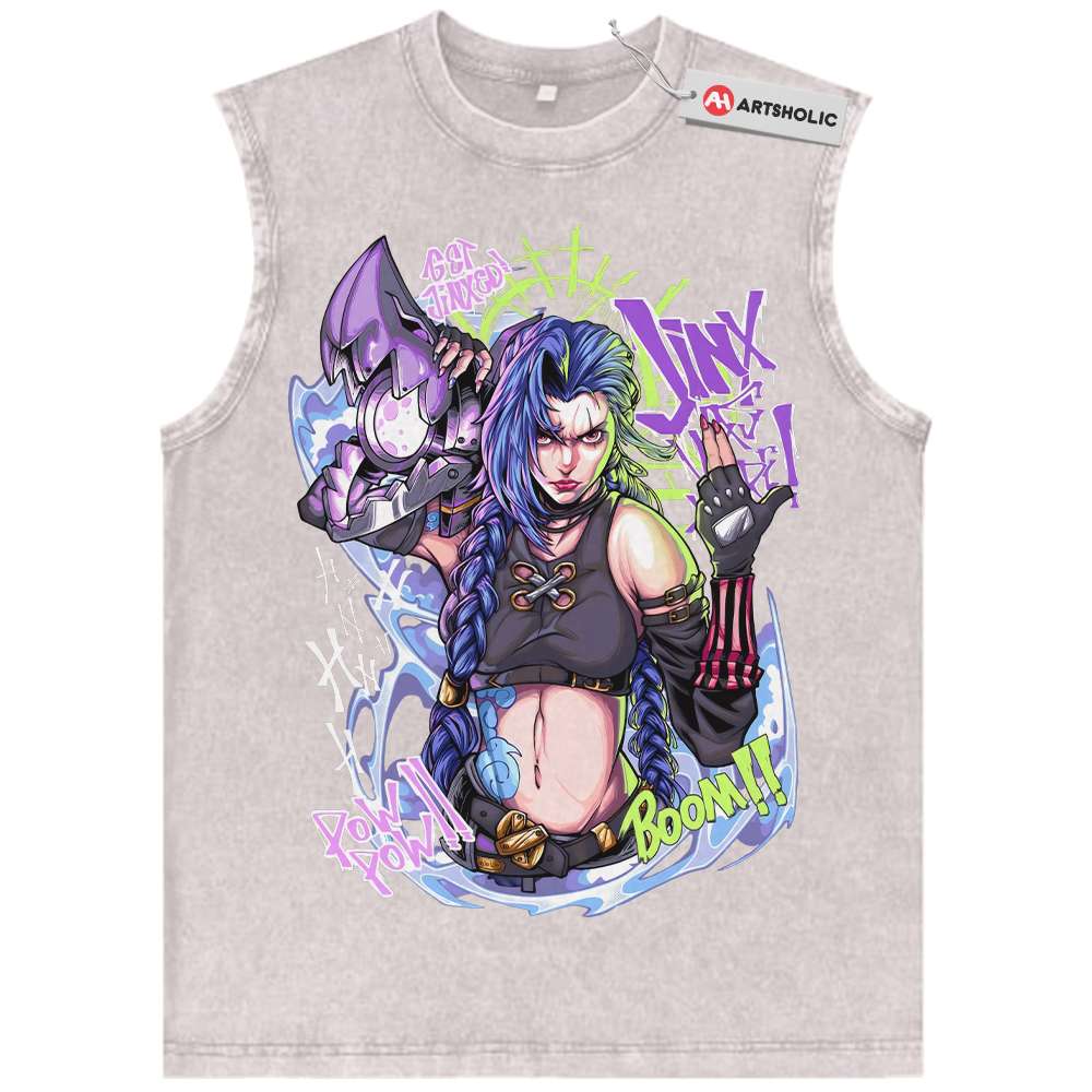 Alternative view of Jinx - Arcane Tank Top, League of Legends Tank Top, Game Tank Top, Vintage Tank Top