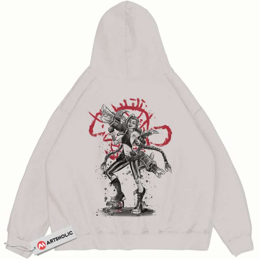 Alternative view of Jinx Hoodie, League of Legends Hoodie, LoL Hoodie, Game Hoodie, Vintage Hoodie