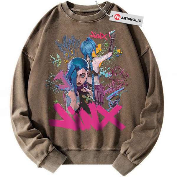 Alternative view of Jinx Sweatshirt, League of Legends Sweatshirt, LoL Sweatshirt, Game Sweatshirt, Vintage Sweatshirt