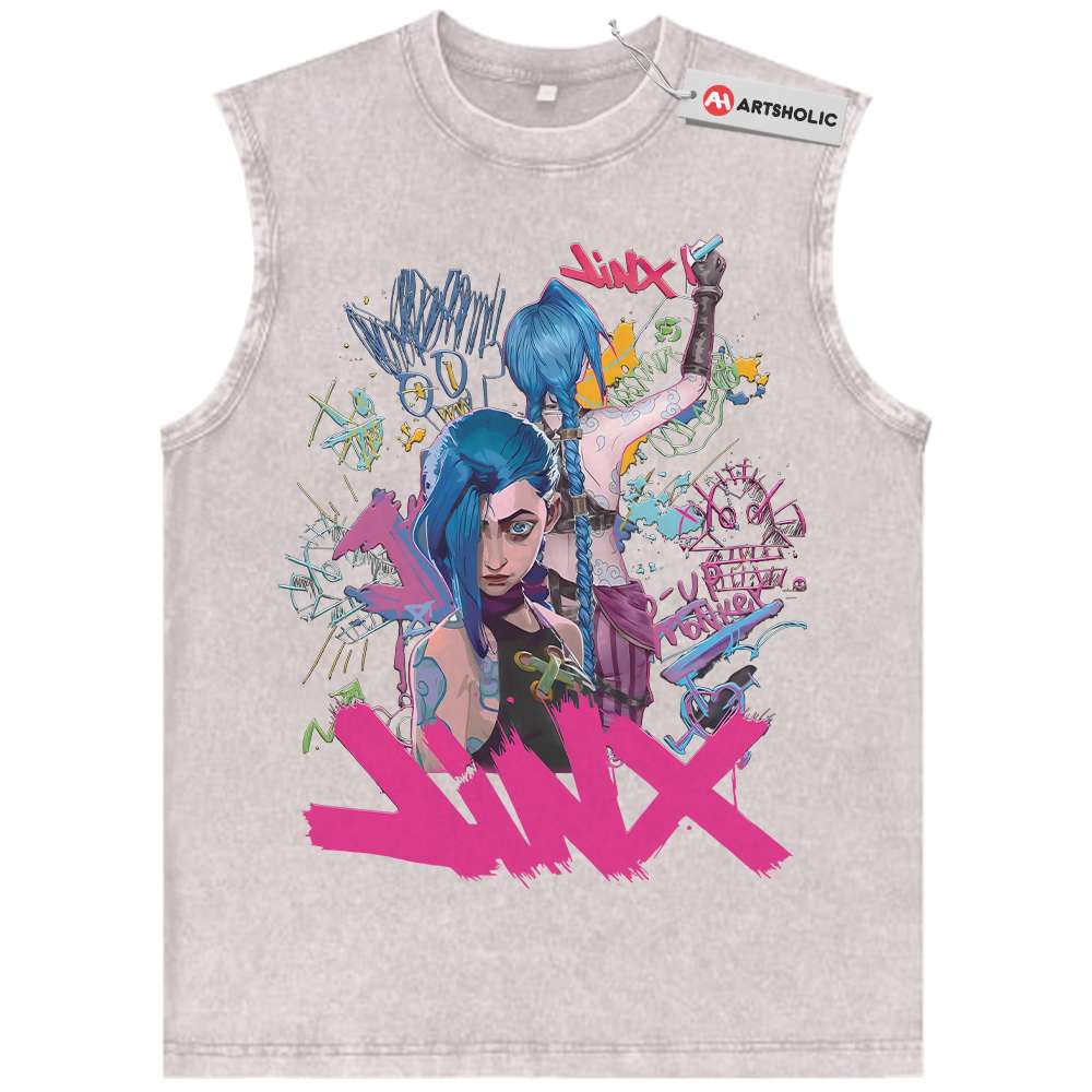 Alternative view of Jinx Tank Top, League of Legends Tank Top, LoL Tank Top, Game Tank Top, Vintage Tank Top