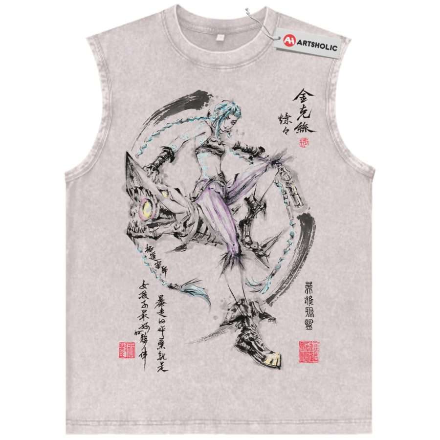 Alternative view of Jinx Tank Top, League of Legends Tank Top, LoL Tank Top, Game Tank Top, Vintage Tank Top