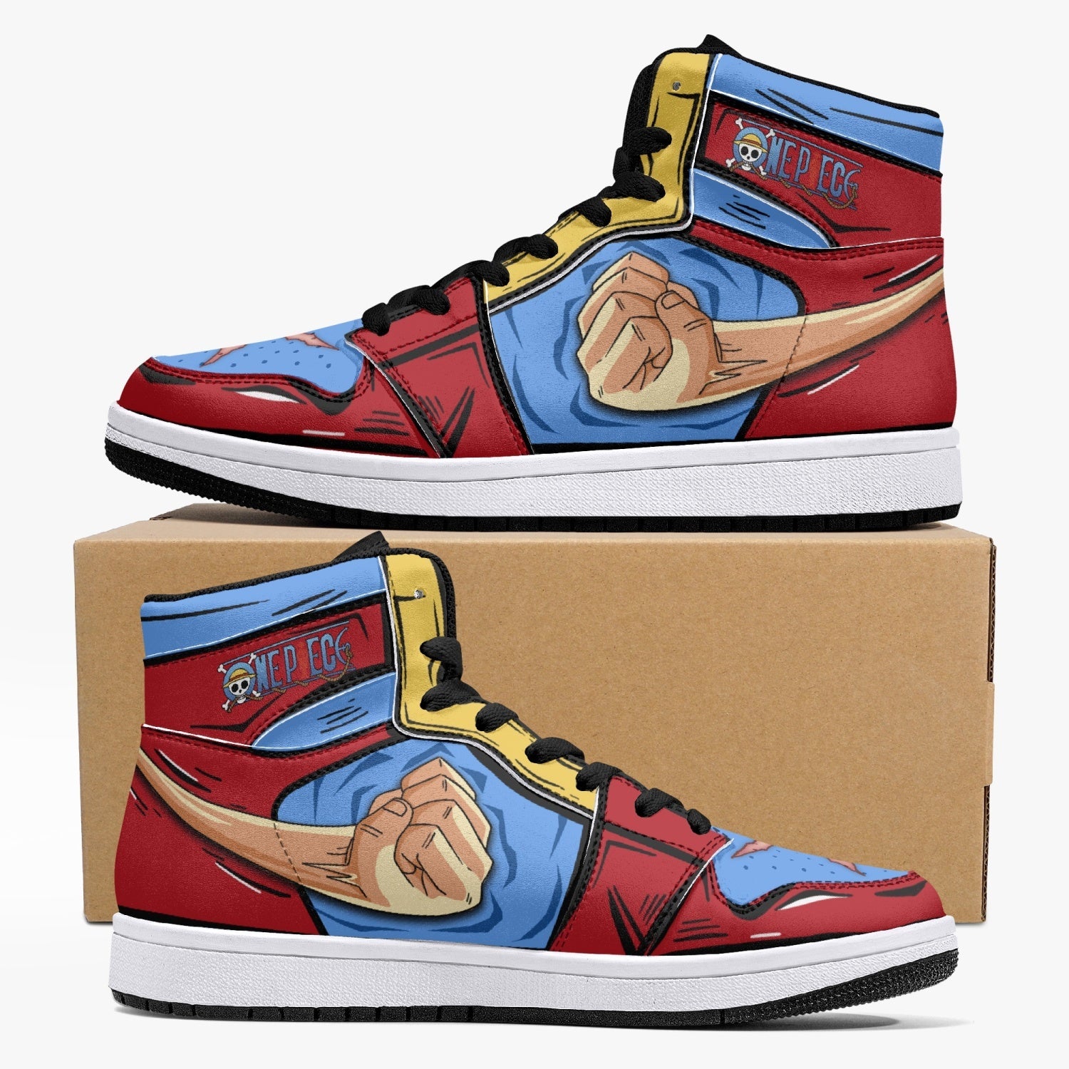Monkey D. Luffy Fist One Piece Custom Sneaker Mid 1 Basketball Shoes - Otaku Hall